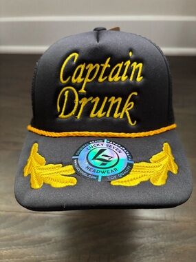 Lucky 7 UPF 50+ sun protection,embroidered Captain Drunk cap,nautical,boatjng